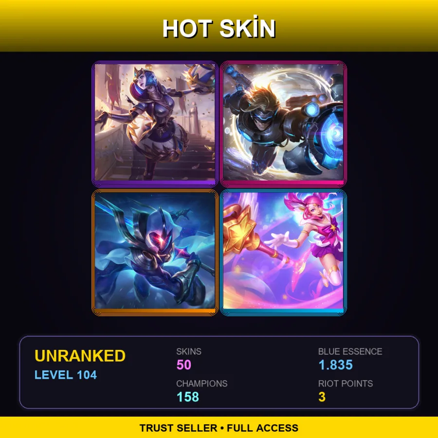SG | Lv104 | Unranked | 50 Skin | 158 Champ — LoL account