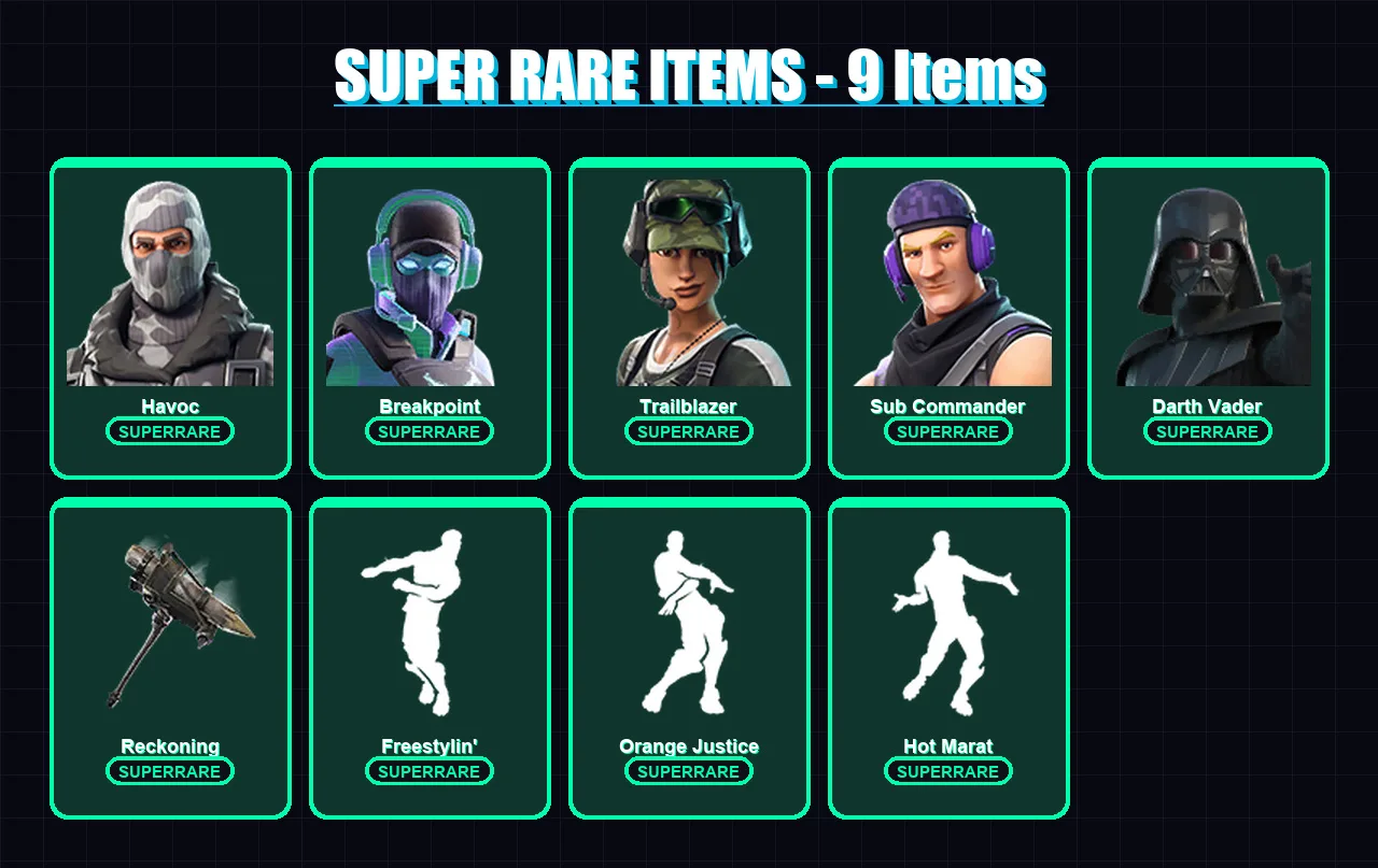 [PC] | Havoc | Breakpoint | Trailblazer | Sub Commander | Darth Vader | 108 skin | 96 pickaxe | 82 emote | 94 glider | Lv978 — Fortnite account