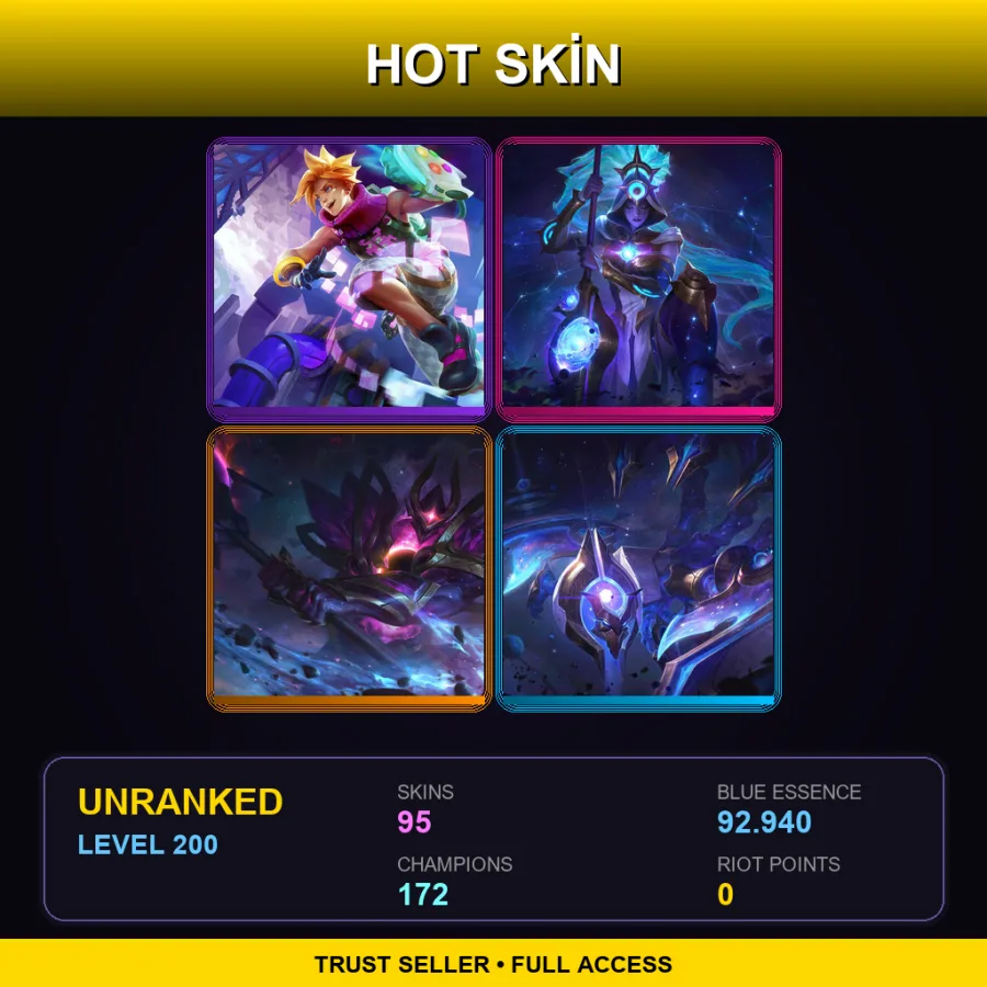 VN | Lv200 | Unranked | 95 Skin | 172 Champ