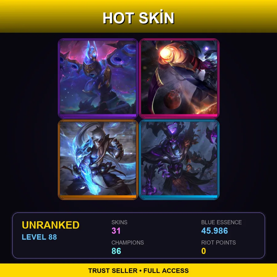 NA | Lv88 | Unranked | 31 Skin | 86 Champ — Shamrock Malphite