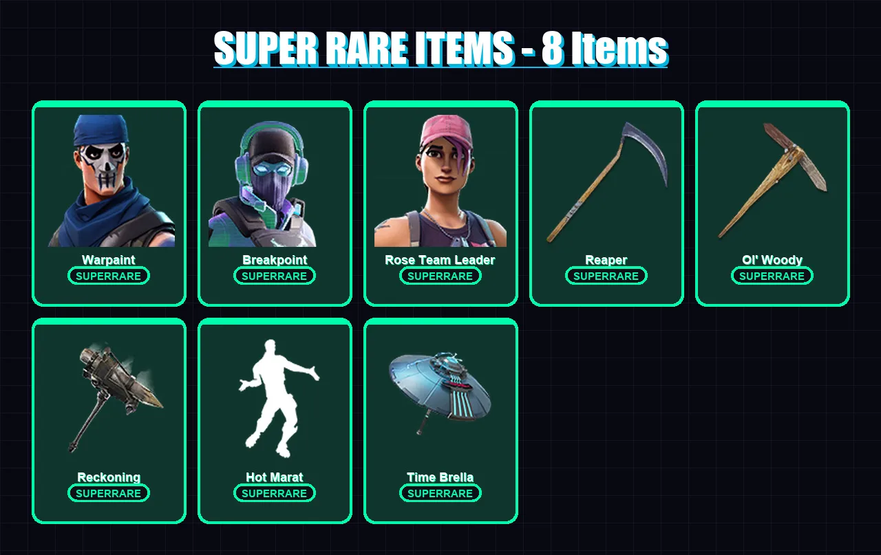[PS4/PS5/XBOX/PC] | Warpaint | Breakpoint | Rose Team Leader | Calamity | Frozen Red Knight | 82 skin | 90 pickaxe | 92 emote | 92 glider | Lv1472