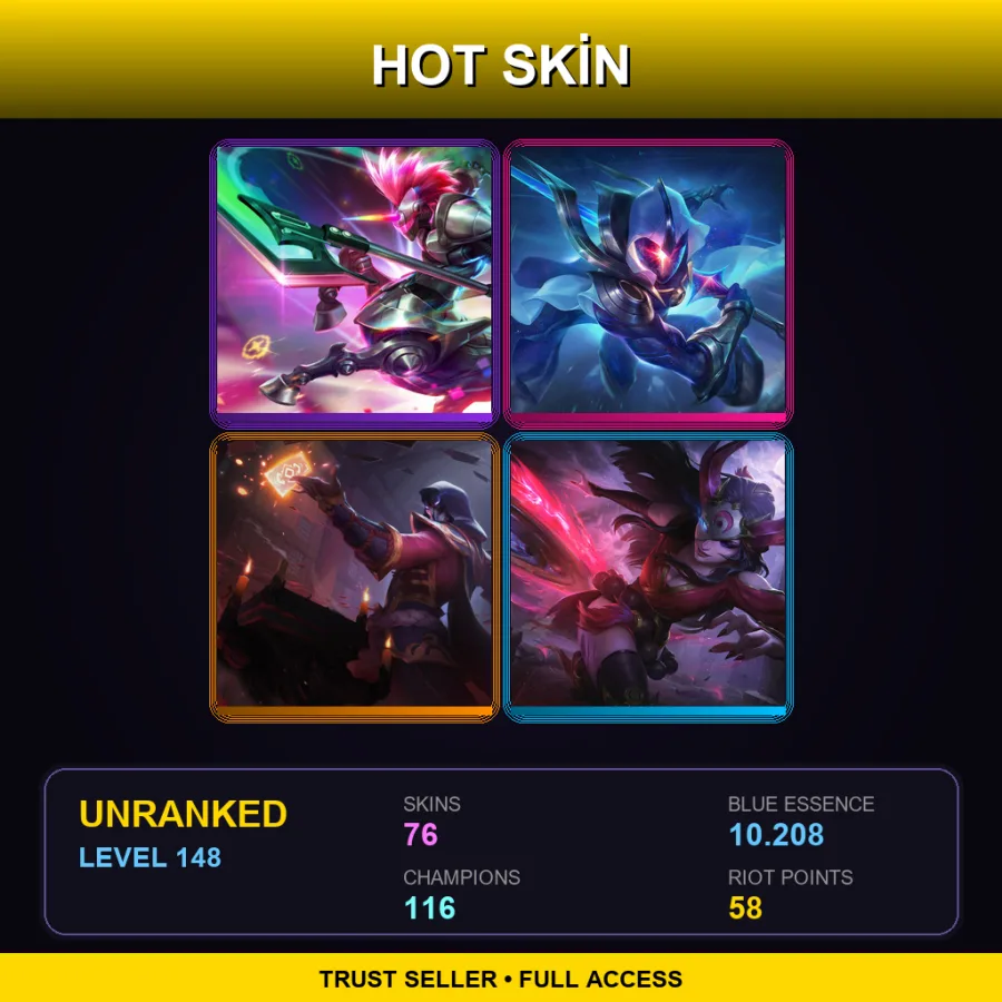 EUW | Lv148 | Unranked | 76 Skin | 116 Champ — LoL account
