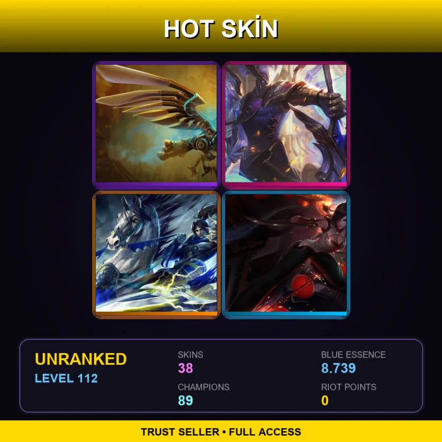 SG | Lv112 | Unranked | 38 Skin | 89 Champ — LoL account