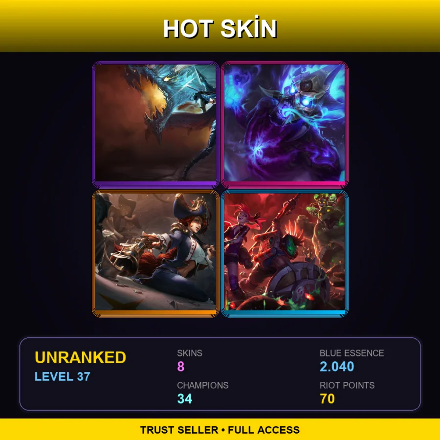 TR | Lv37 | Unranked | 8 Skin | 34 Champ