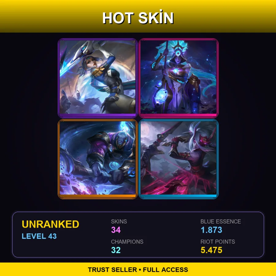 LAS | Lv43 | Unranked | 34 Skin | 32 Champ