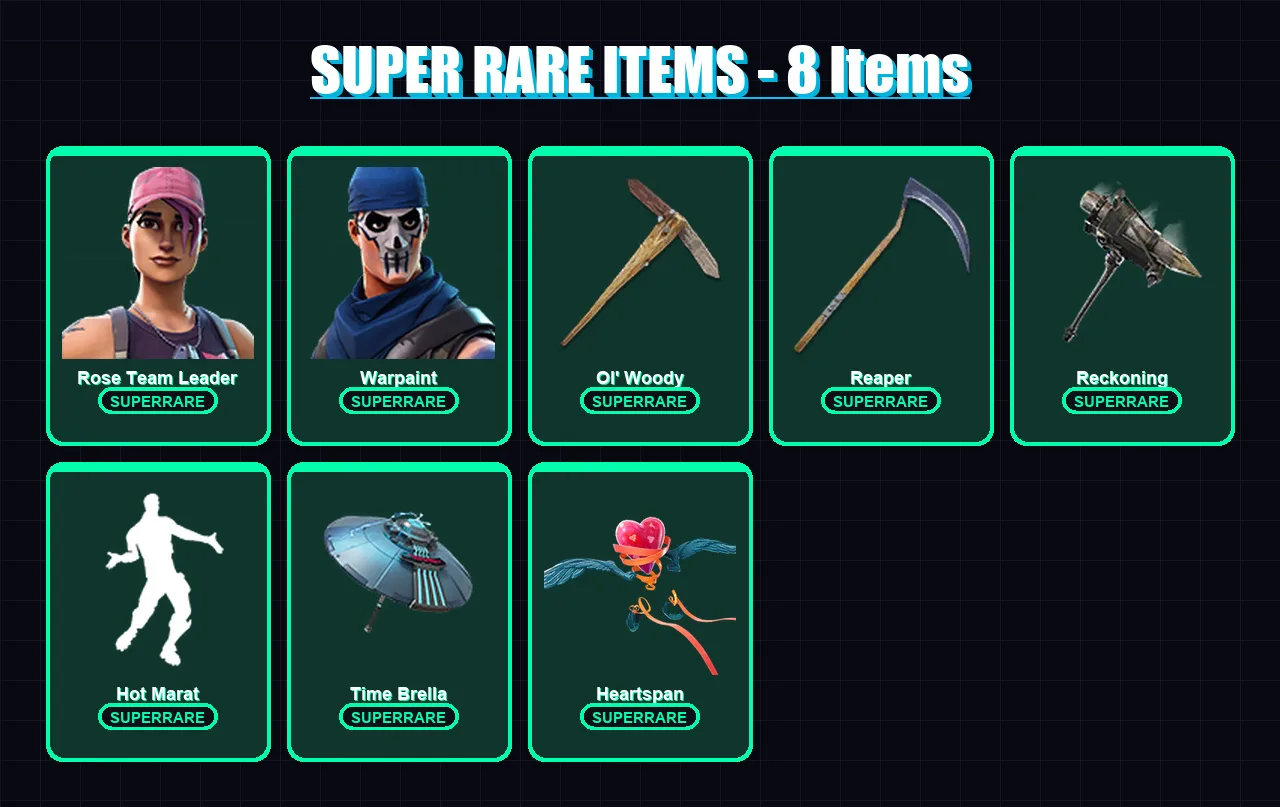 [PC/XBOX/PSN] | Rose Team Leader | Warpaint | Hybrid | Enforcer | Deadfire | 74 skin | 62 pickaxe | 77 emote | 69 glider | Lv731