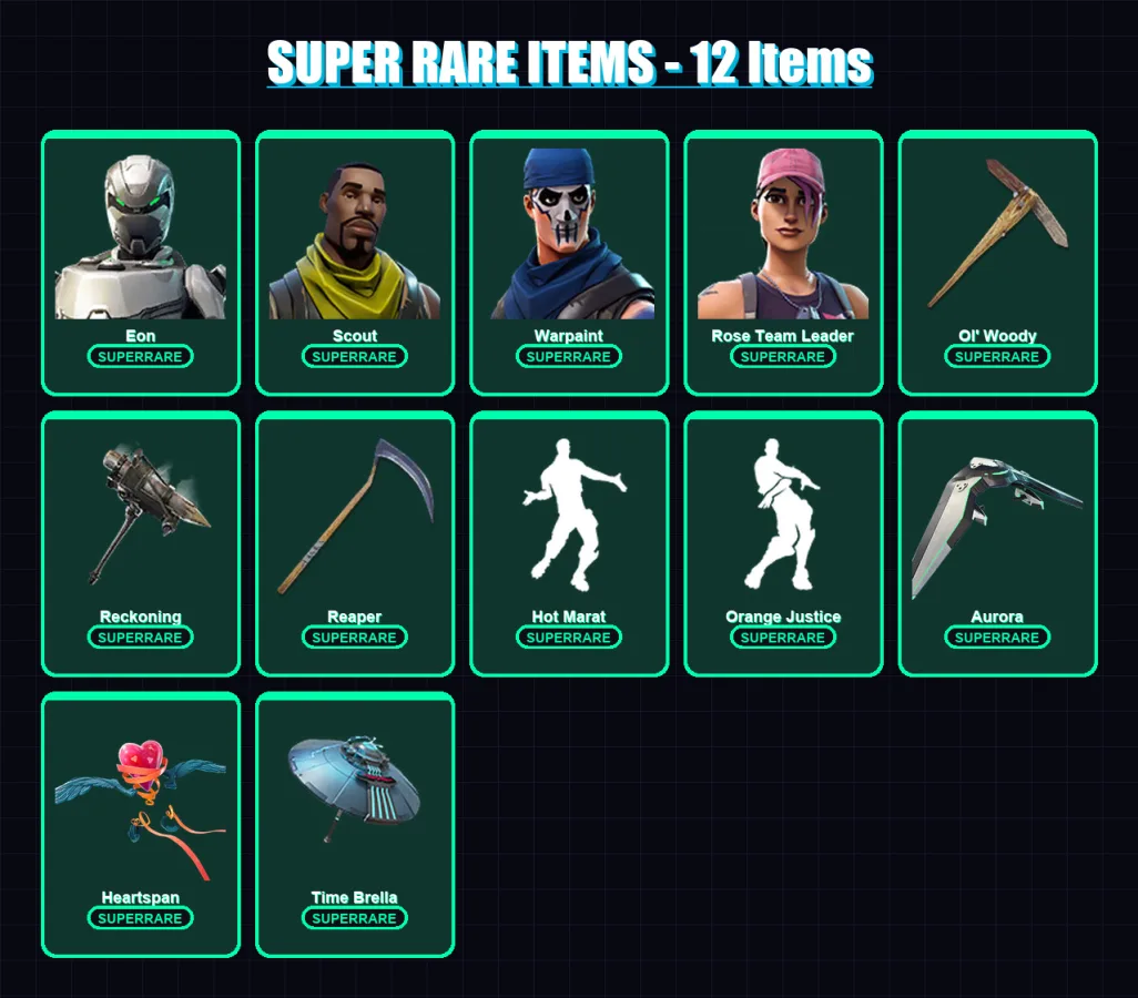 [PC/PSN] | Eon | Scout | Warpaint | Rose Team Leader | Calamity | 156 skin | 156 pickaxe | 136 emote | 103 glider | Lv1006
