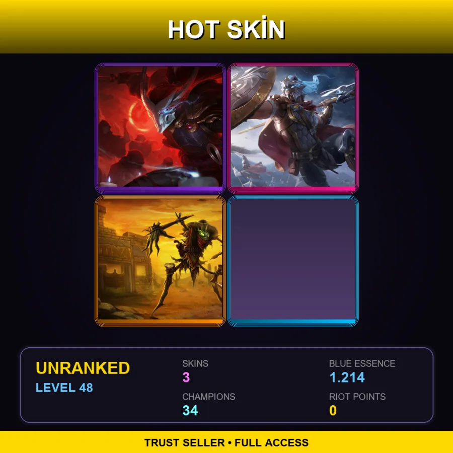TR | Lv48 | Unranked | 3 Skin | 34 Champ