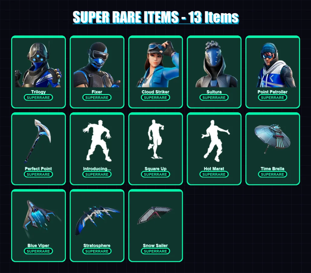 [PC/XBOX] | Trilogy | Fixer | Cloud Striker | Sultura | Point Patroller | 91 skin | 103 pickaxe | 117 emote | 88 glider | Lv1436