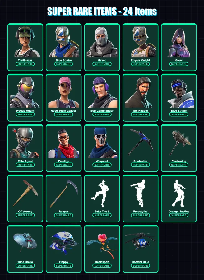 [PC/XBOX] | Trailblazer | Blue Squire | Havoc | Royale Knight | Glow | 260 skin | 230 pickaxe | 183 emote | 179 glider | Lv1915 — Fortnite account