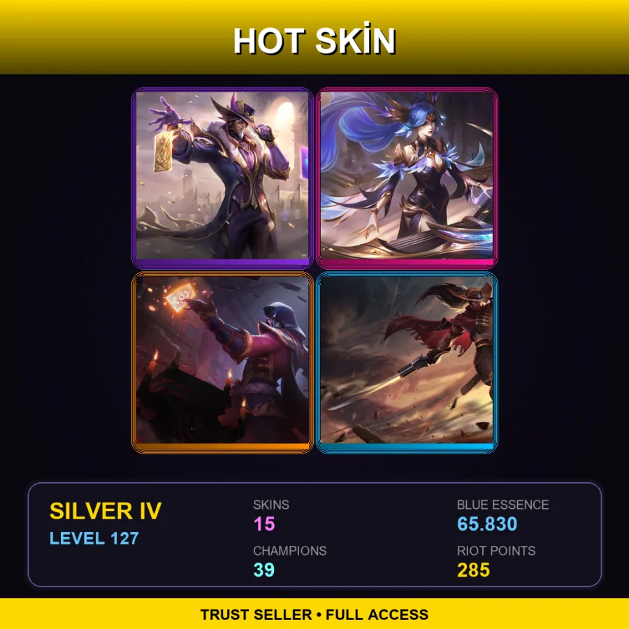 EUW | Victorious Twisted Fate | Victorious Sona | Blood Moon Twisted Fate | High Noon Yasuo | 15 Skin | 39 Champ | Silver IV | Lv127