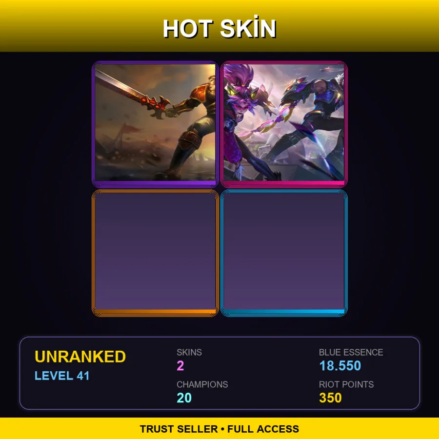 EUW | Lv41 | Unranked | 2 Skin | 20 Champ — LoL account
