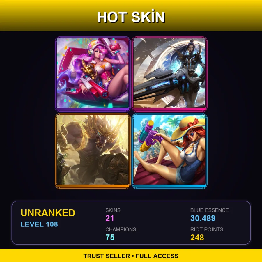 EUW | Lv108 | Unranked | 21 Skin | 75 Champ