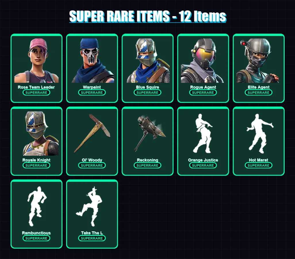 [PC/PSN] | Rose Team Leader | Warpaint | Blue Squire | Rogue Agent | Elite Agent | 141 skin | 107 pickaxe | 124 emote | 107 glider | Lv1028