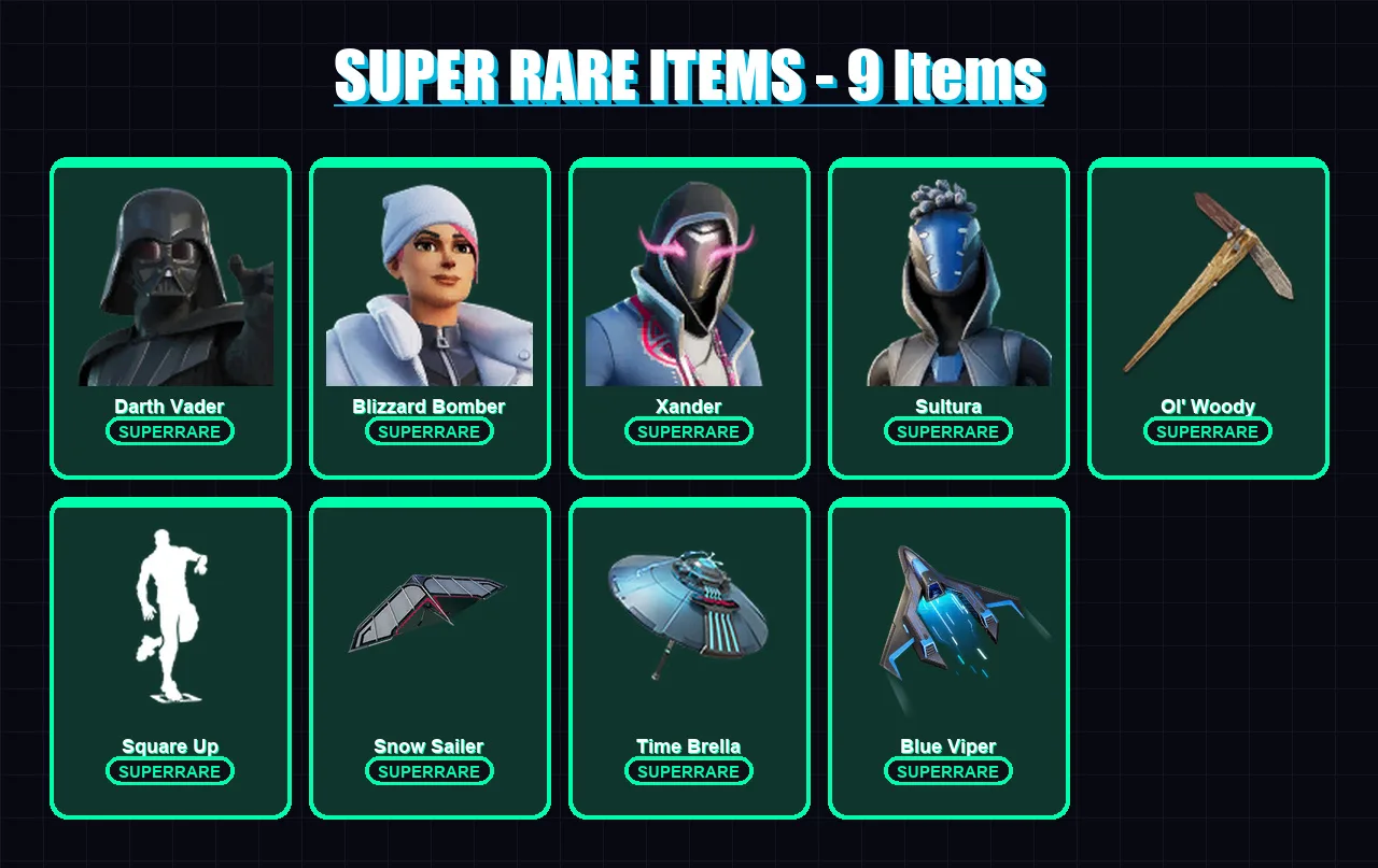 [SWITCH/XBOX/PSN/PC] | Darth Vader | Blizzard Bomber | Xander | Sultura | The Ageless | 117 skin | 131 pickaxe | 81 emote | 103 glider | Lv1519