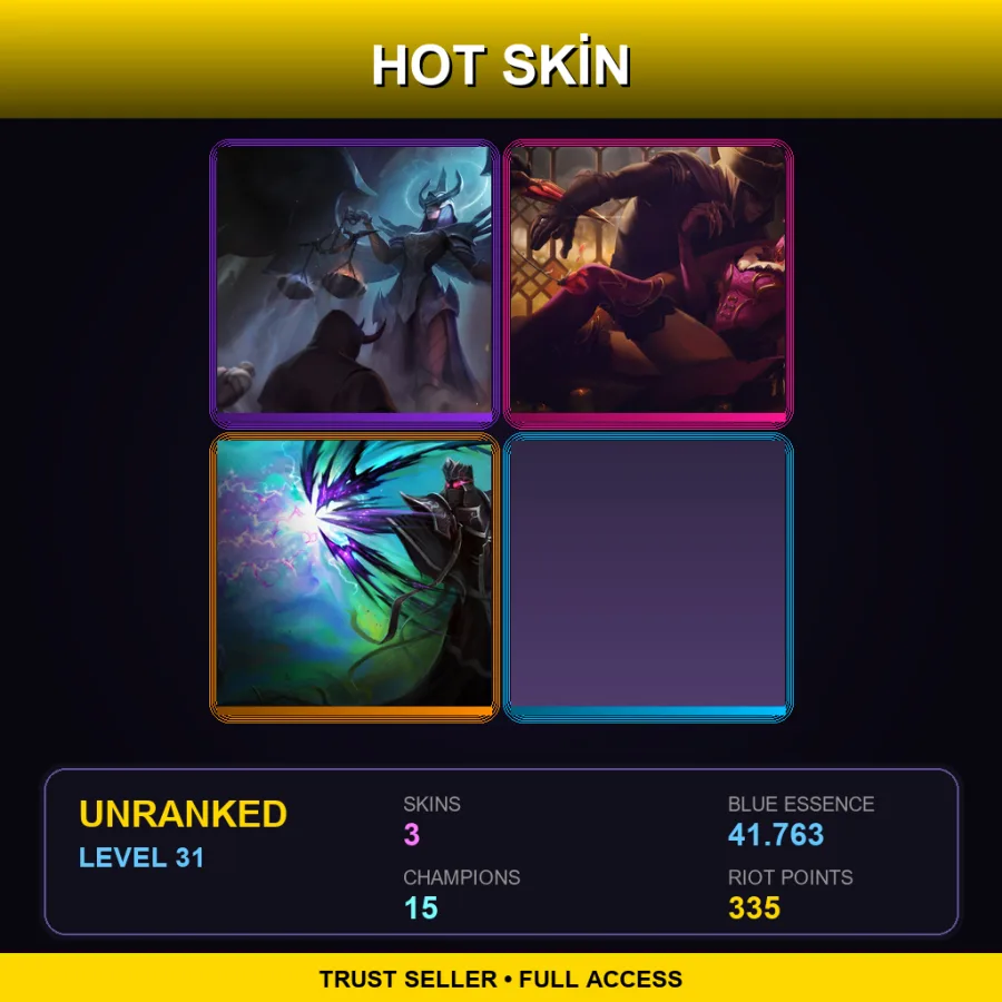 NA | Lv31 | Unranked | 3 Skin | 15 Champ — LoL account