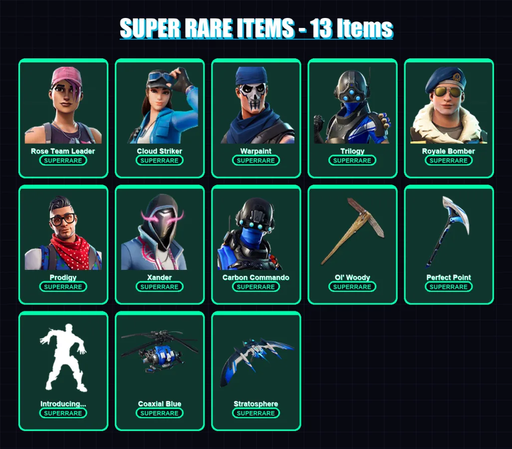 [PC/XBOX] | Rose Team Leader | Cloud Striker | Warpaint | Trilogy | Royale Bomber | 88 skin | 73 pickaxe | 62 emote | 68 glider | Lv837 — Fortnite account