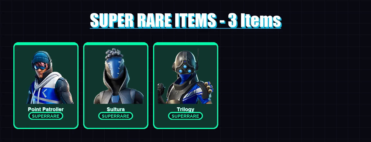 [PS4/PS5/XBOX/PC] | Point Patroller | Sultura | Trilogy | Lt. Evergreen | Winterfest Bushranger | 7 skin | 10 pickaxe | 8 emote | 9 glider | Lv89