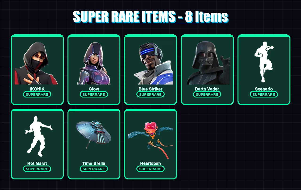 [PS4/PS5/XBOX/PC] | IKONIK | Glow | Blue Striker | Darth Vader | Deadpool | 96 skin | 101 pickaxe | 96 emote | 107 glider | Lv1651 — Fortnite account