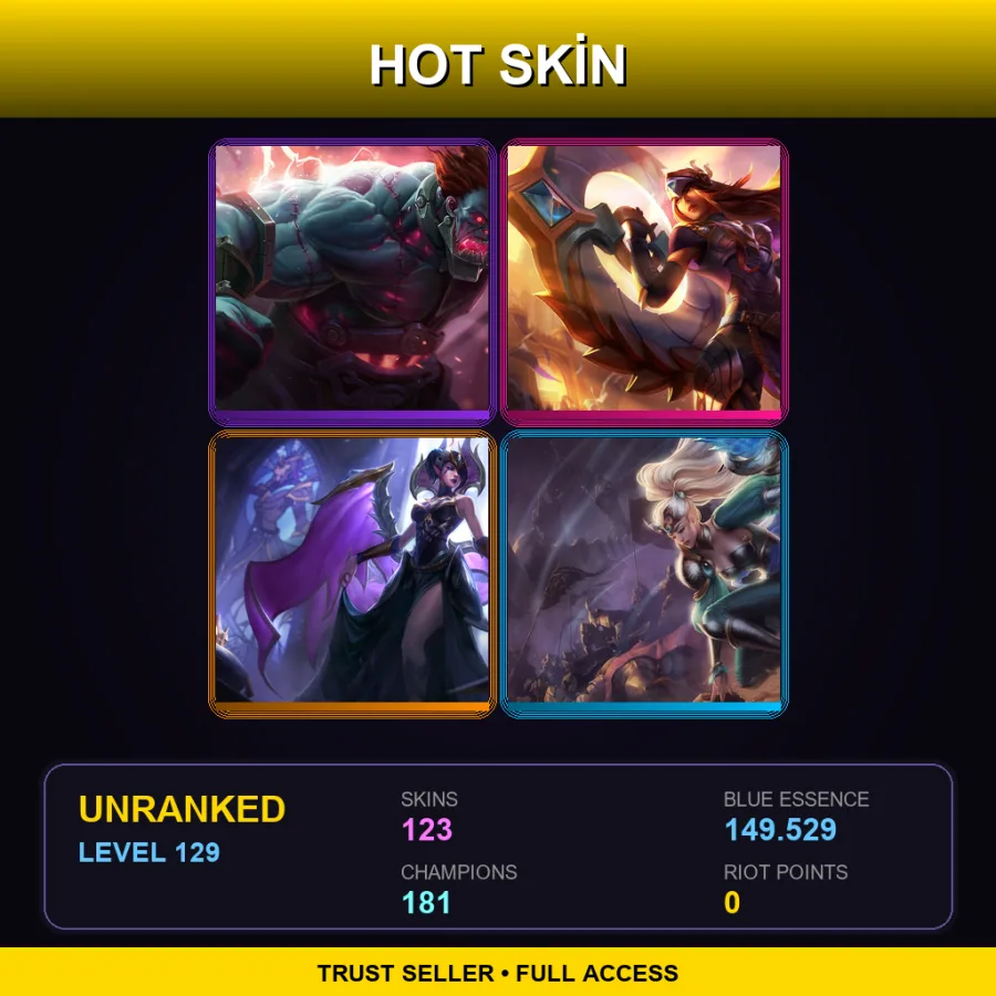 NA | Lv129 | Unranked | 123 Skin | 181 Champ with Ambessa