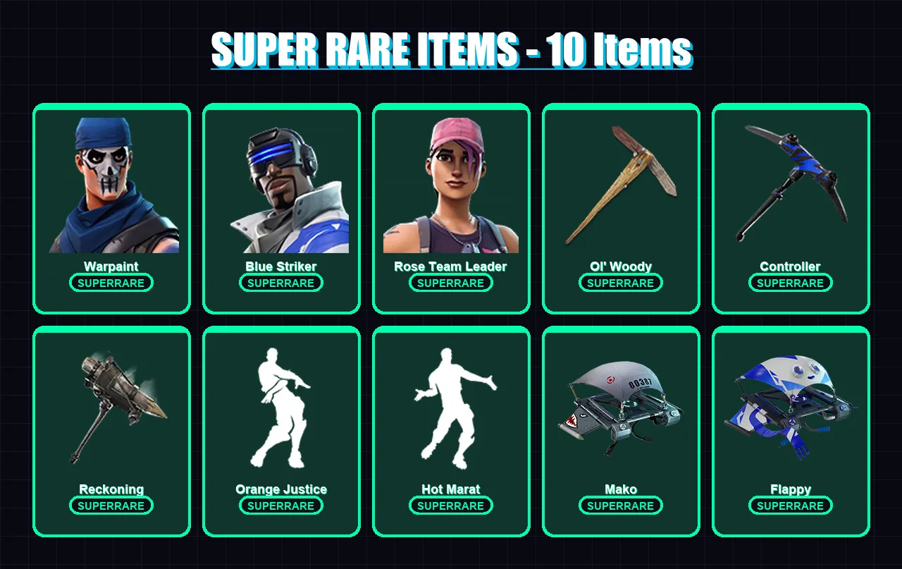 [PC/XBOX/PSN] | Warpaint | Blue Striker | Rose Team Leader | Sentinel | A.I.M. | 59 skin | 62 pickaxe | 90 emote | 74 glider | Lv1042