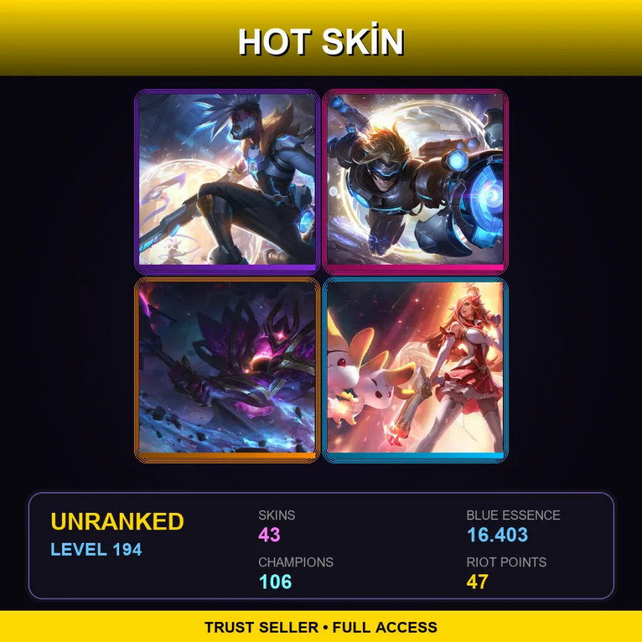 VN | Lv194 | Unranked | 43 Skin | 106 Champ