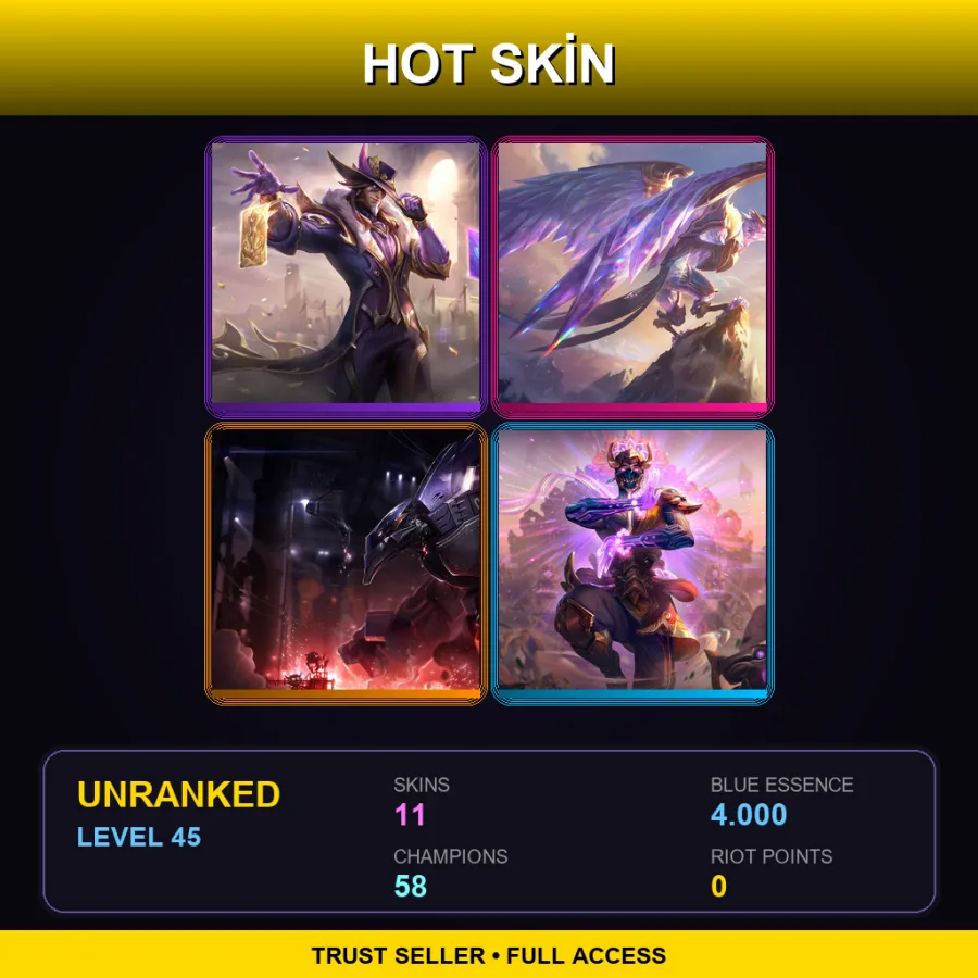 BR | Lv45 | Unranked | 11 Skin | 58 Champ — LoL account