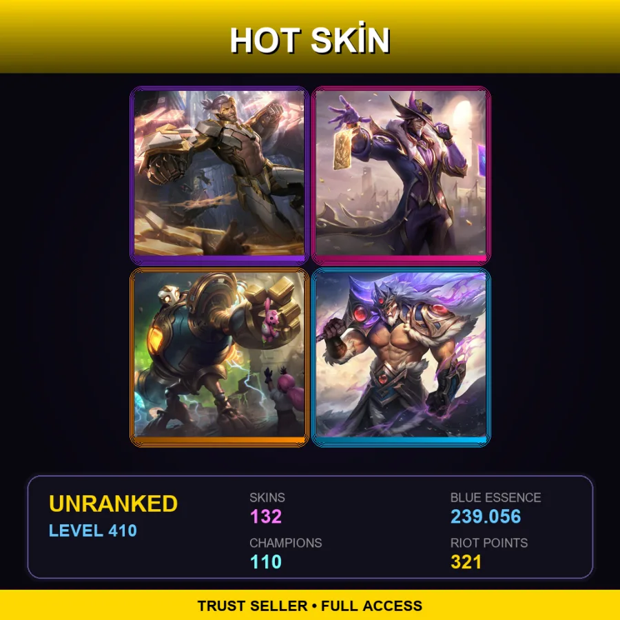 NA | Lv410 | Unranked | 132 Skin | 110 Champ
