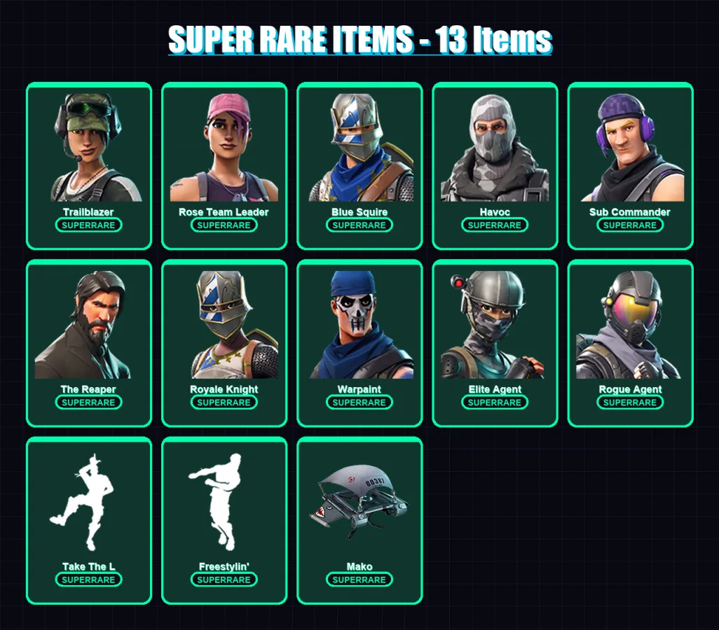 [PC/XBOX/PSN] | Trailblazer | Rose Team Leader | Blue Squire | Havoc | Sub Commander | 19 skin | 15 pickaxe | 22 emote | 18 glider | Lv197