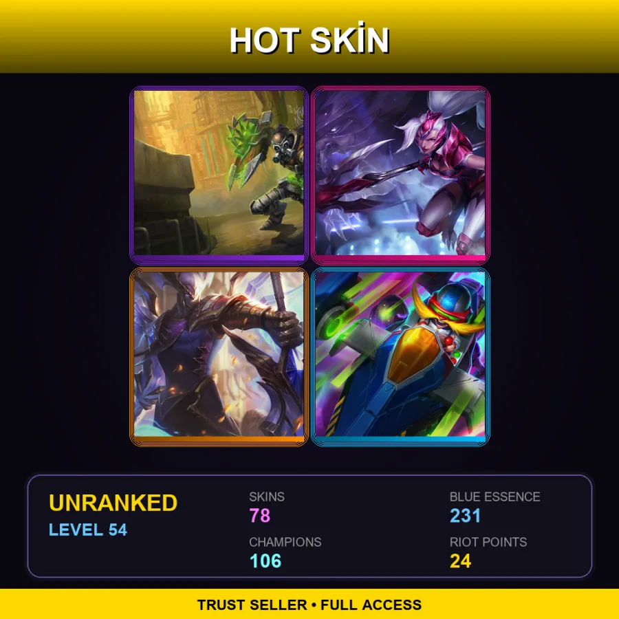 VN | Lv54 | Unranked | 78 Skin | 106 Champ
