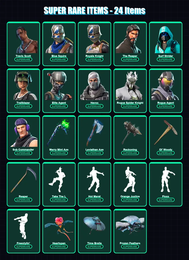 [PC] | Travis Scott | Blue Squire | Royale Knight | The Reaper | Surf Strider | 219 skin | 175 pickaxe | 167 emote | 166 glider | Lv2660