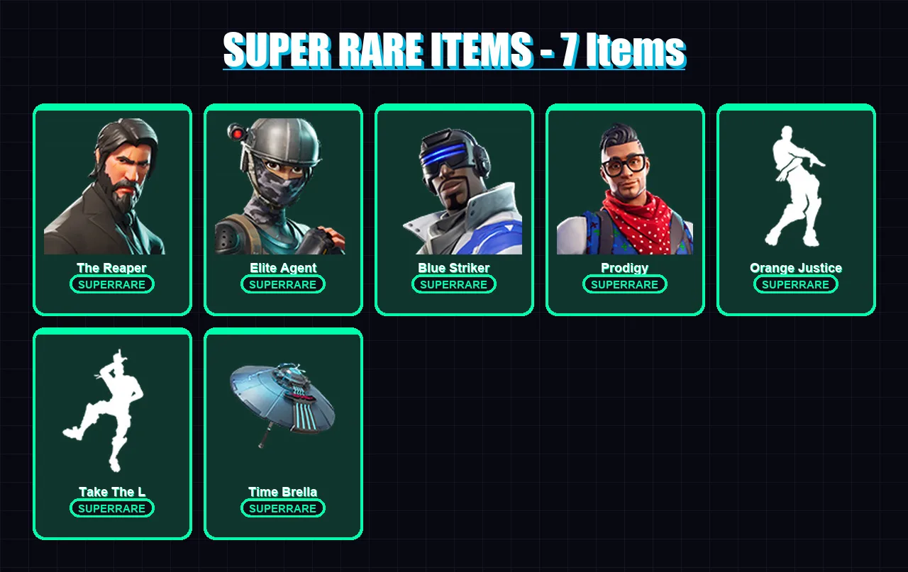 [PC/XBOX] | The Reaper | Elite Agent | Blue Striker | Prodigy | Zenith | 146 skin | 162 pickaxe | 129 emote | 103 glider | Lv1269