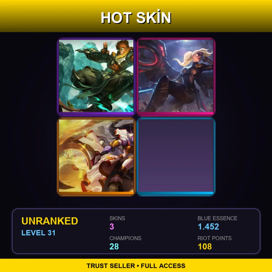 EUNE | Lv31 | Unranked | 3 Skin | 28 Champ — LoL account