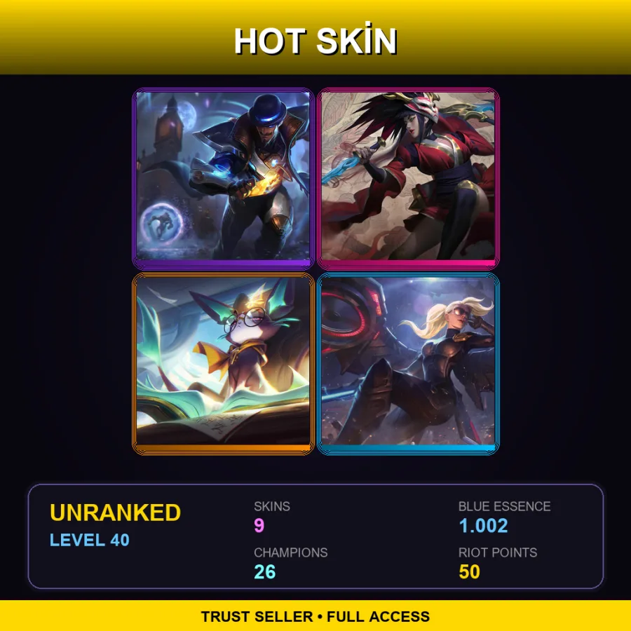 ME | Lv40 | Unranked | 9 Skin | 26 Champ