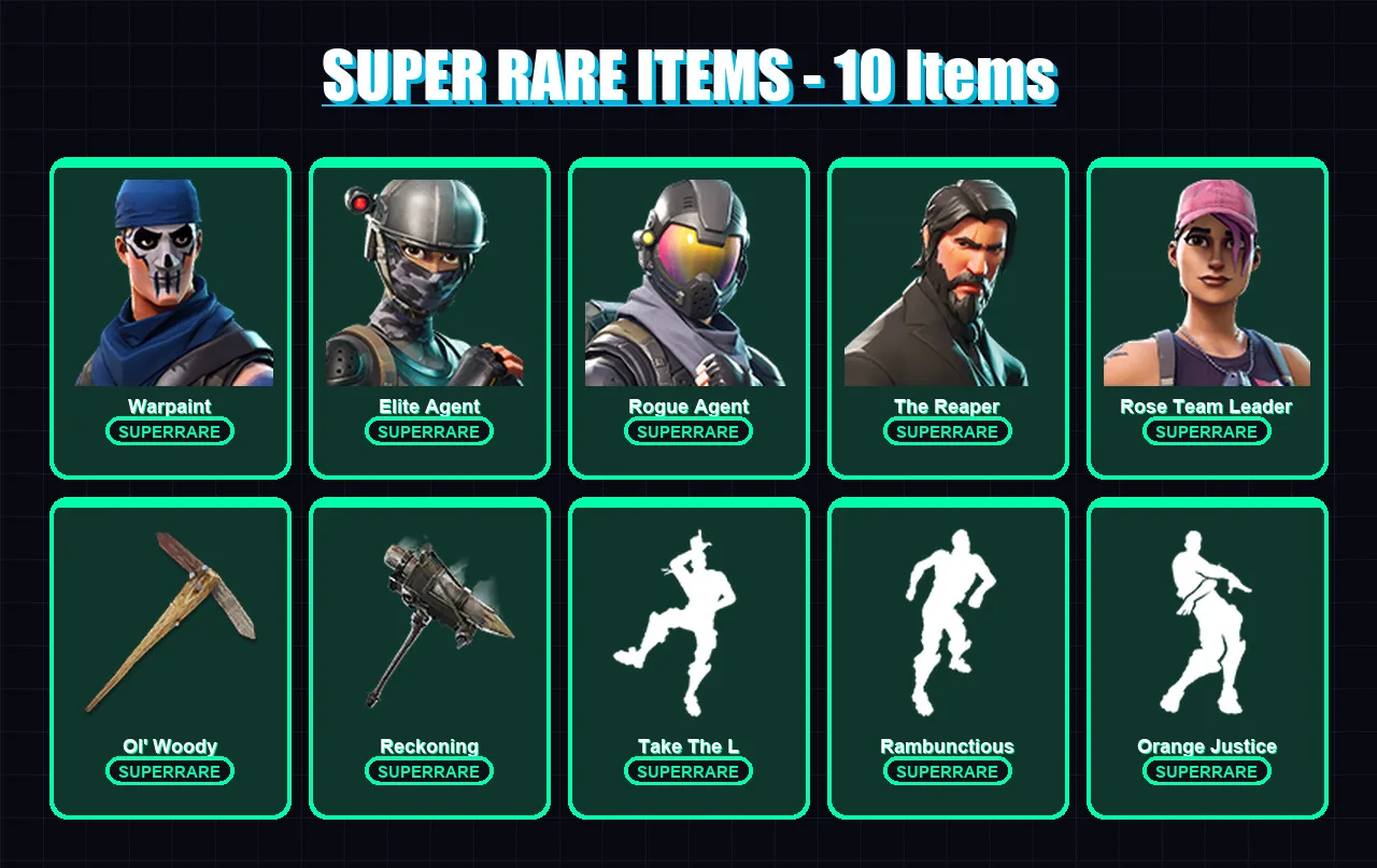 [PC/XBOX/PSN] | Warpaint | Elite Agent | Rogue Agent | The Reaper | Rose Team Leader | 34 skin | 20 pickaxe | 27 emote | 24 glider | Lv252 — Fortnite account