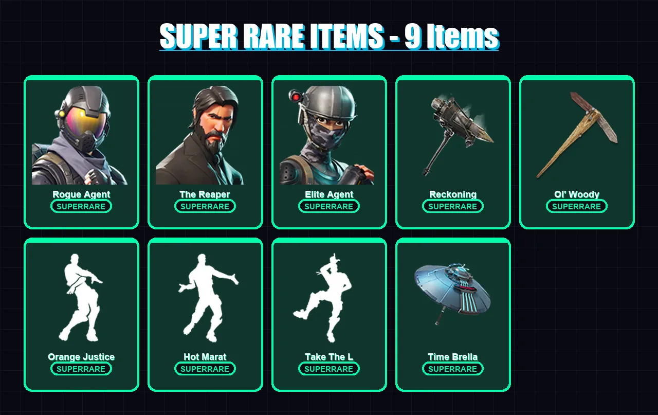 [PC/XBOX/PSN] | Rogue Agent | The Reaper | Elite Agent | Power Chord | Hybrid | 53 skin | 45 pickaxe | 65 emote | 57 glider | Lv923