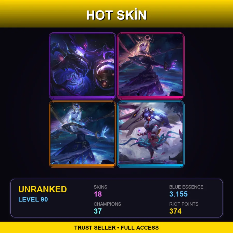 SG | Dark Star Orianna | Dark Cosmic Lux | Cosmic Lux | Spirit Blossom Kindred | 18 Skin | 37 Champ | Lv90