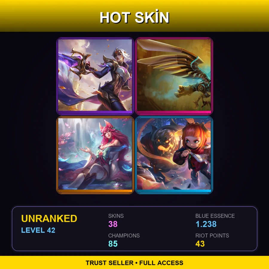 EUW | Lv42 | Unranked | 38 Skin | 85 Champ