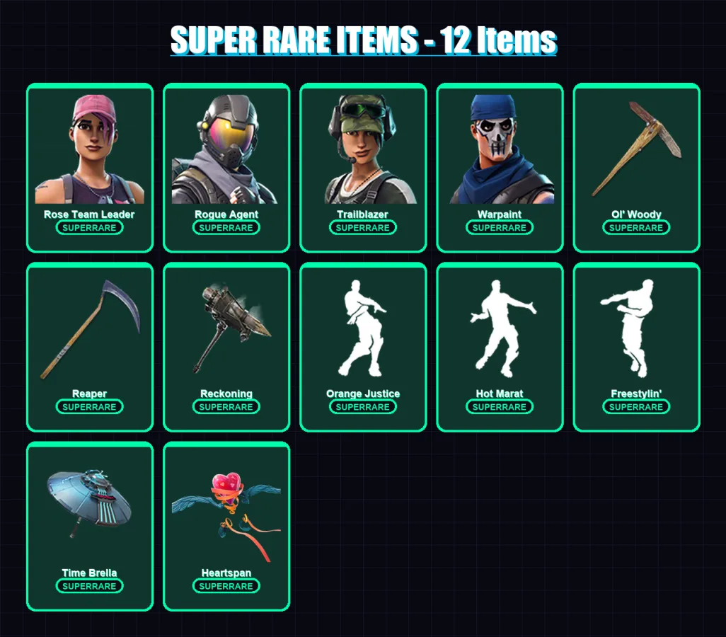 [PC/XBOX/PSN] | Rose Team Leader | Rogue Agent | Trailblazer | Warpaint | Power Chord | 93 skin | 94 pickaxe | 97 emote | 85 glider | Lv1380 — Fortnite account
