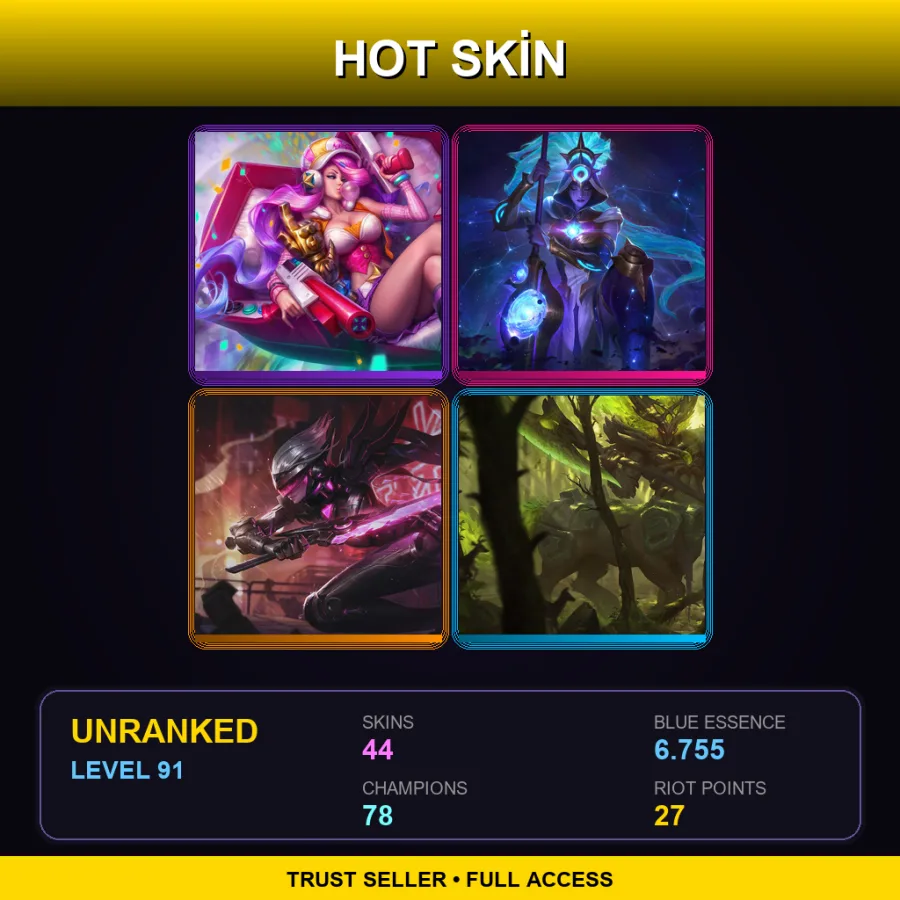 EUW | Lv91 | Unranked | 44 Skin | 78 Champ