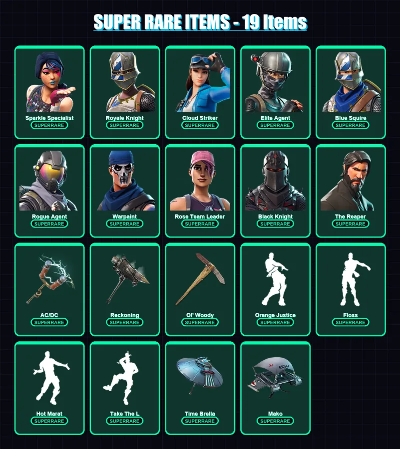 [PC/PSN] | Sparkle Specialist | Royale Knight | Cloud Striker | Elite Agent | Blue Squire | 149 skin | 106 pickaxe | 127 emote | 95 glider | Lv1229