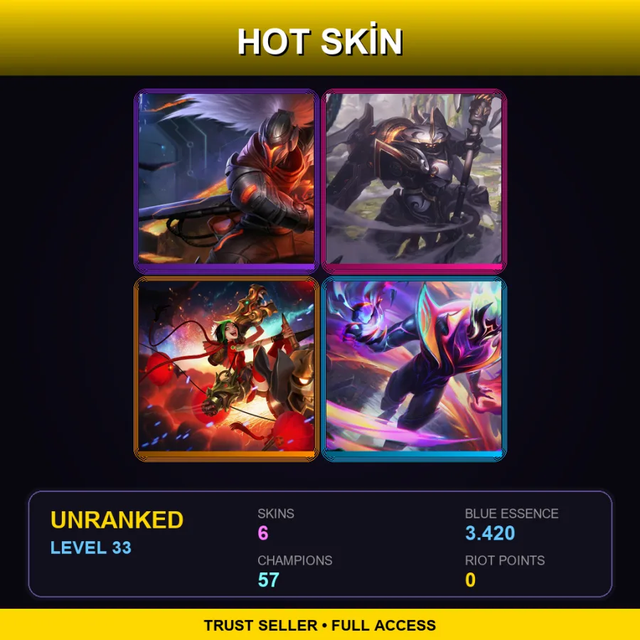 VN | Lv33 | Unranked | 6 Skin | 57 Champ — Firecracker Jinx