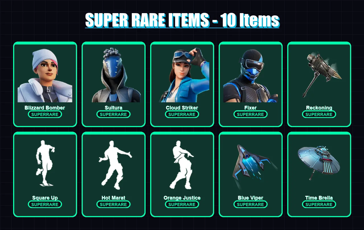 [PS4/PS5/XBOX/PC] | Blizzard Bomber | Sultura | Cloud Striker | Fixer | Deadpool | 75 skin | 94 pickaxe | 97 emote | 98 glider | Lv1770