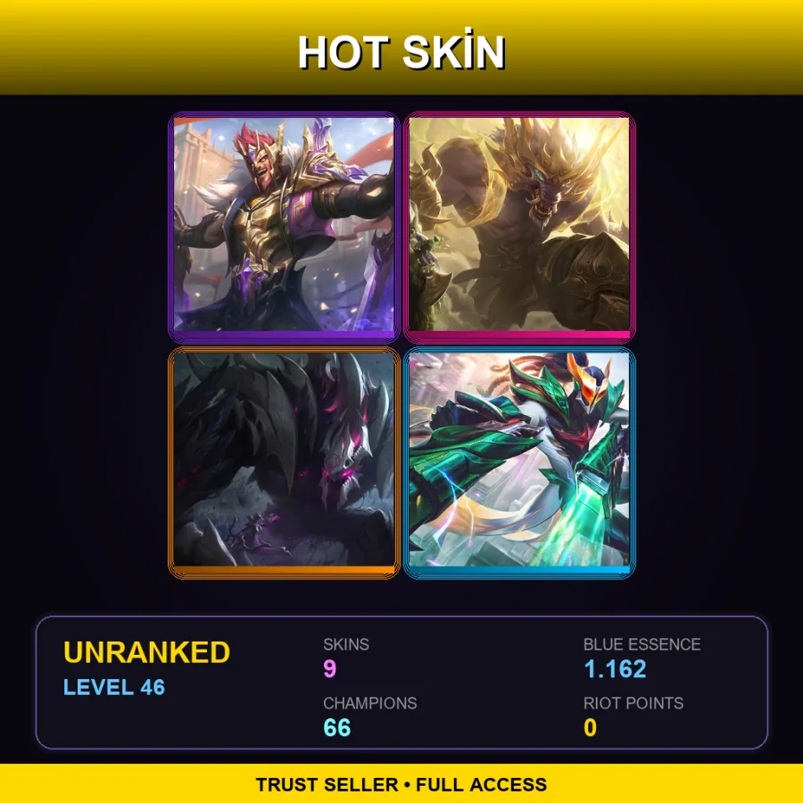 BR | Lv46 | Unranked | 9 Skin | 66 Champ — LoL account