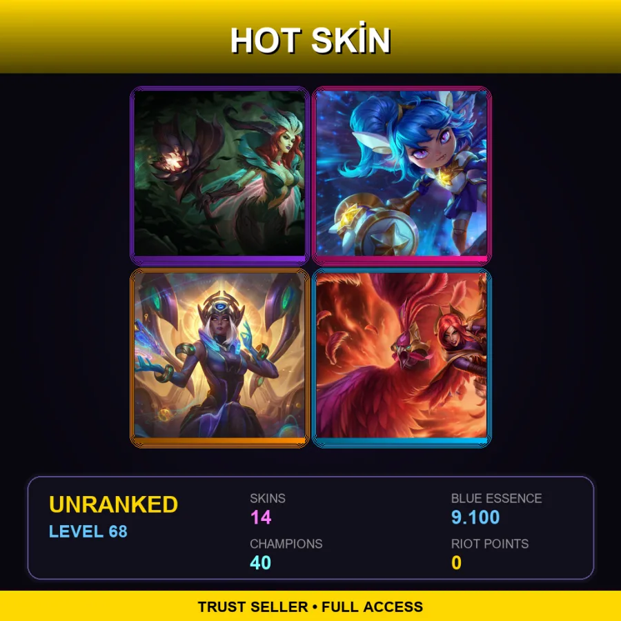 LAN | Lv68 | Unranked | 14 Skin | 40 Champ — LoL account