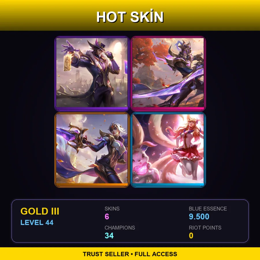 EUW | Lv44 | Gold III | 6 Skin | 34 Champ