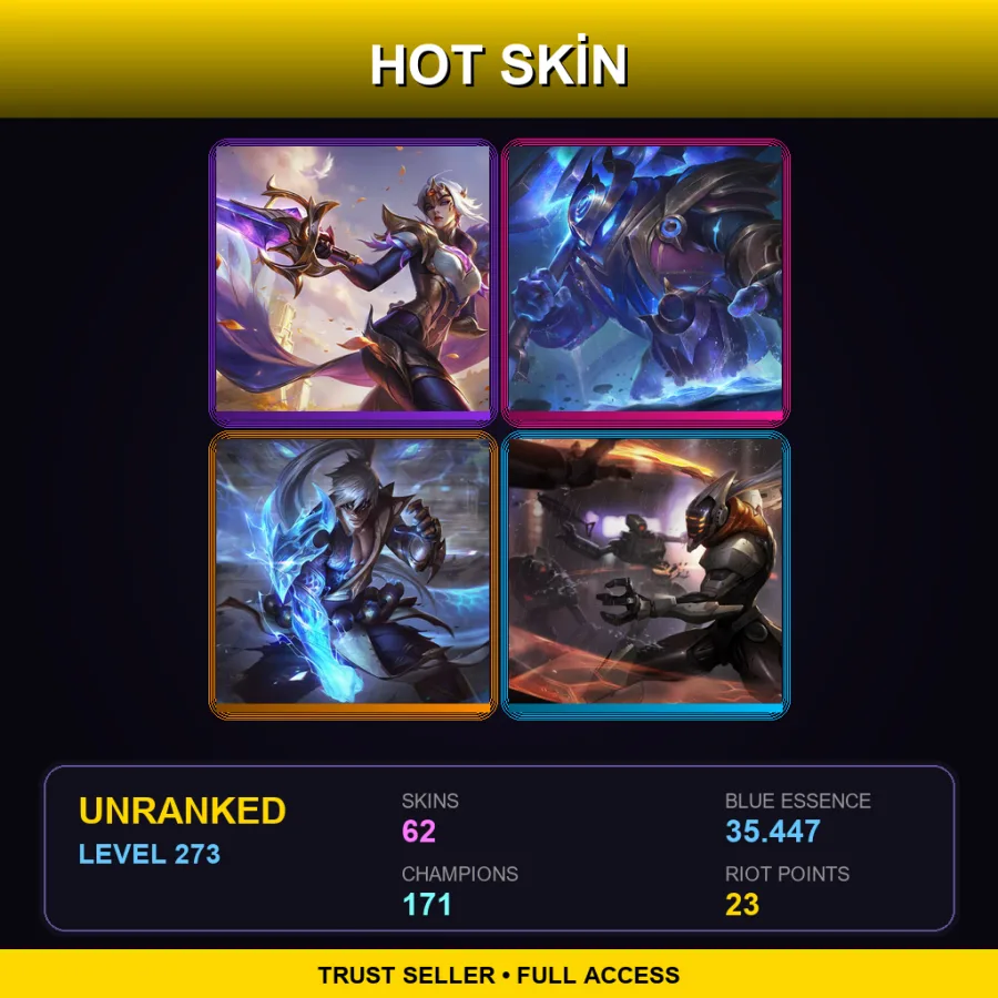 EUW | Lv273 | Unranked | 62 Skin | 171 Champ