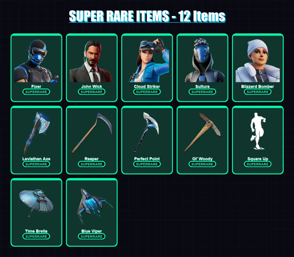 [PS4/PS5/XBOX/PC] | Fixer | John Wick | Cloud Striker | Sultura | Blizzard Bomber | 327 skin | 368 pickaxe | 257 emote | 241 glider | Lv3782