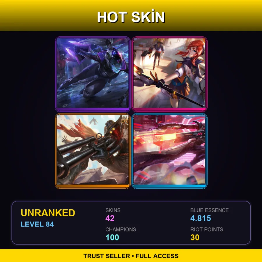 EUNE | Lv84 | Unranked | 42 Skin | 100 Champ — LoL account