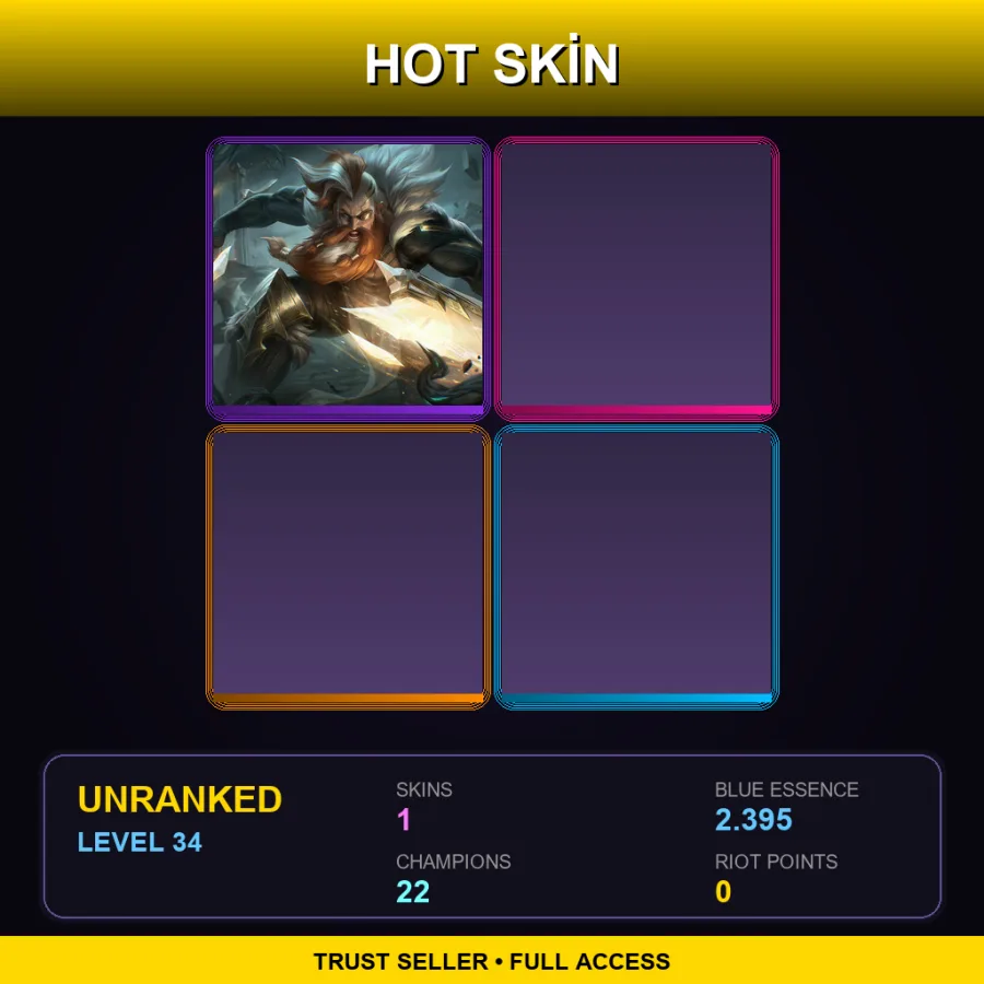 EUW | Lv34 | Unranked | 1 Skin | 22 Champ